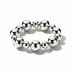 Ladies Elastic Ball Bracelet in Polished Silver Look