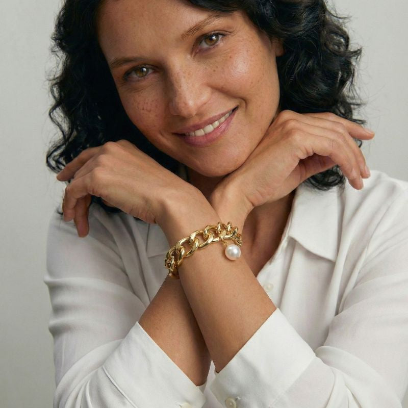 Women Open Multi-Row Bracelet with Ball Ends