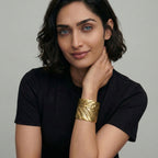 Ladies Wide Bangle with Textured Surface