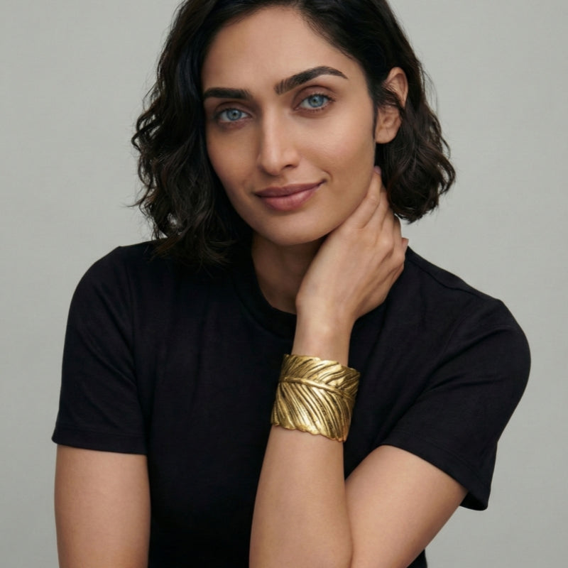 Ladies Wide Bangle with Textured Surface