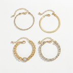 Women's Bracelet Set with Chain Links and Rhinestone Details