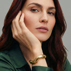 Women's Open Bangle with Curved Design in Gold Look