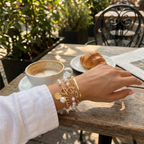 Women's Multi-Row Bracelet Set with Pearls & Chain Elements
