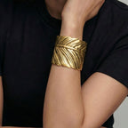 Ladies Wide Bangle with Textured Surface