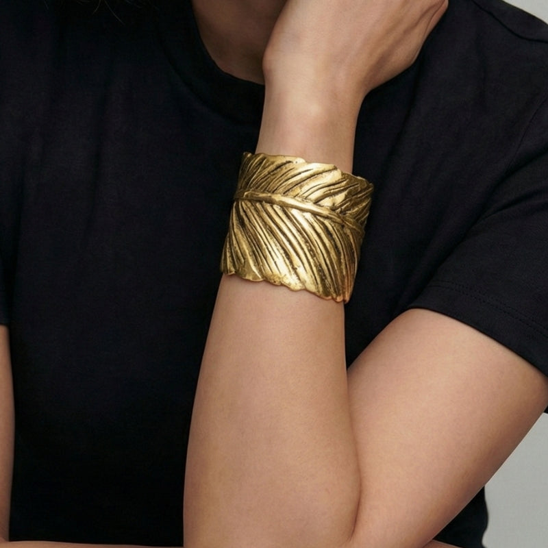 Ladies Wide Bangle with Textured Surface