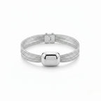 Ladies Braided Bracelet with Smooth Center in Silver Look