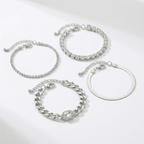 Women's Bracelet Set with Chain Links and Rhinestone Details