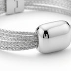 Ladies Braided Bracelet with Smooth Center in Silver Look