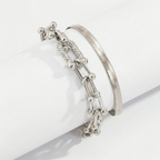 Ladies Bracelet Set with Link Design & Snake Bracelet in Gold Look