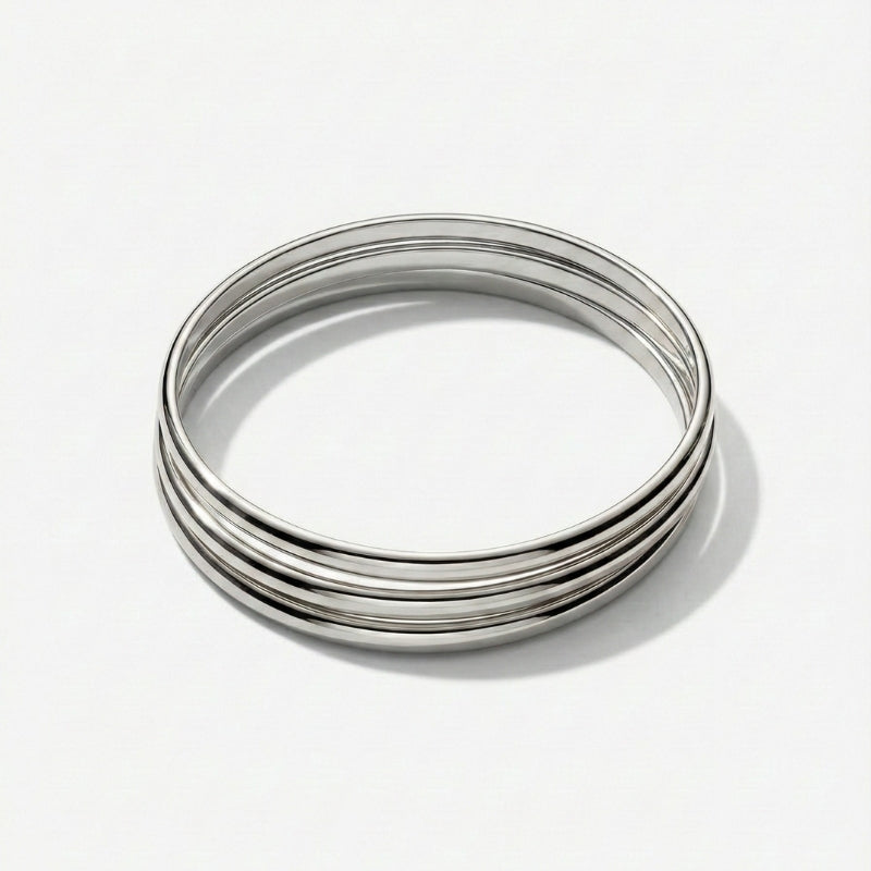 Women's Multi-Row Bangle Set with Polished Surface