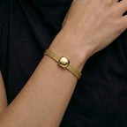 Ladies Braided Bracelet with Smooth Center in Silver Look