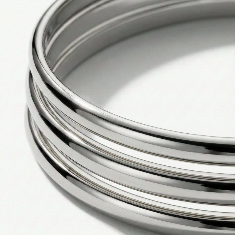 Women's Multi-Row Bangle Set with Polished Surface