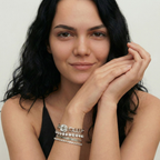Women's Bracelet Set with Chain Links and Rhinestone Details