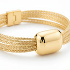 Ladies Braided Bracelet with Smooth Center in Silver Look