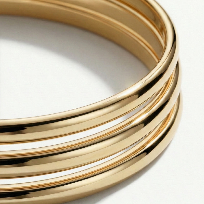 Women's Multi-Row Bangle Set with Polished Surface