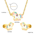 Ladies jewelry set with cute unicorn pendants made of high-quality stainless steel