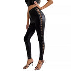 Women's leggings with trendy lacing design on the side