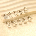 Women's stud earrings set made of hypoallergenic stainless steel with sparkling zirconia