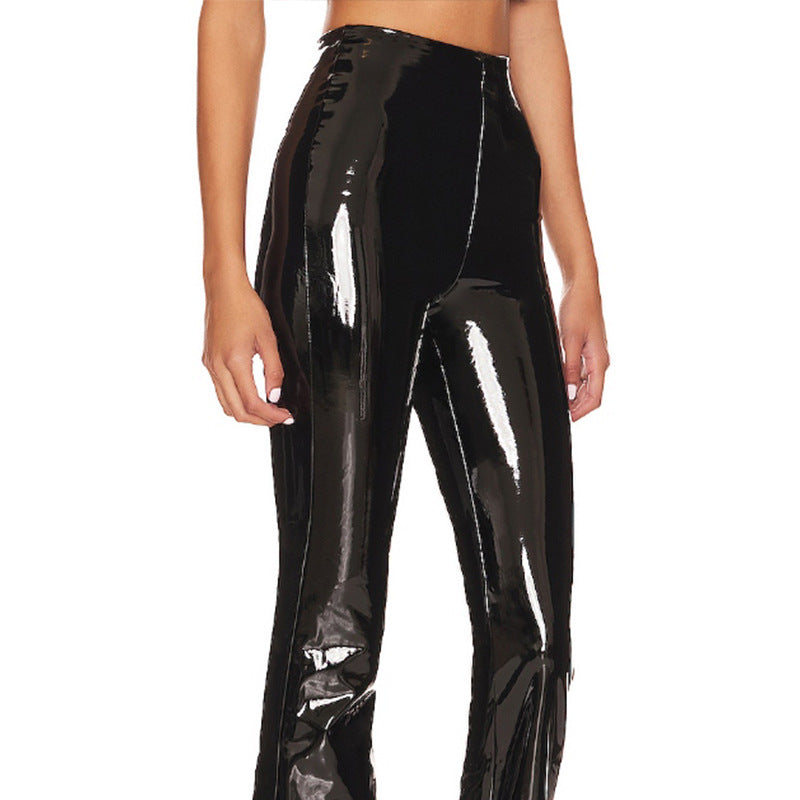 Women High Gloss Flared Leggings made of elastic material