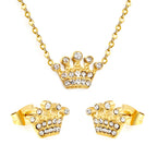 Women’s jewelry set with crown pendants and elegant stud earrings