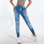 Women's leggings with playful cut-out details and decorative ribbons