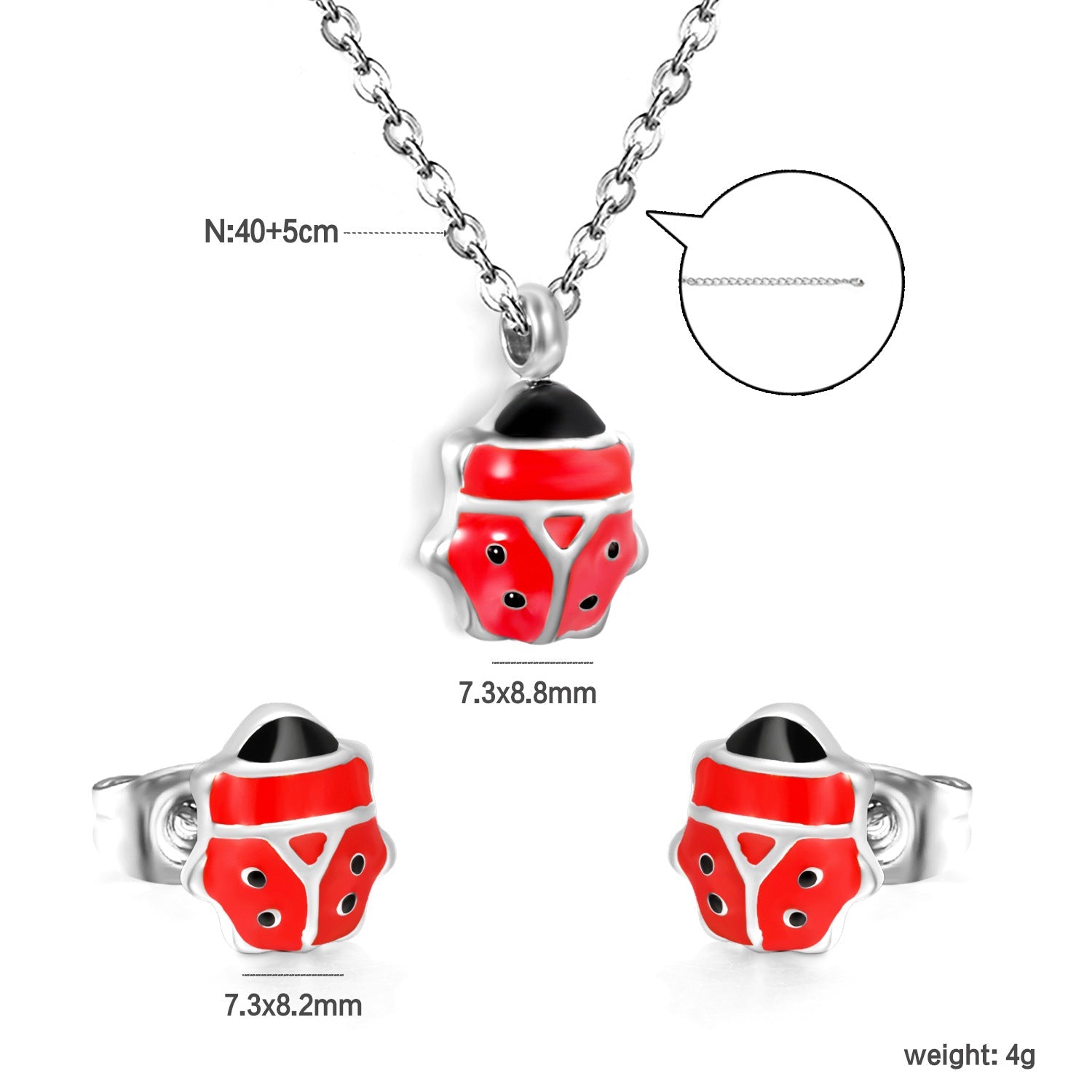 Ladies jewelry set with turtle pendant and matching earrings