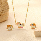 Ladies jewelry set with cute unicorn pendants made of high-quality stainless steel