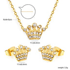 Women’s jewelry set with crown pendants and elegant stud earrings