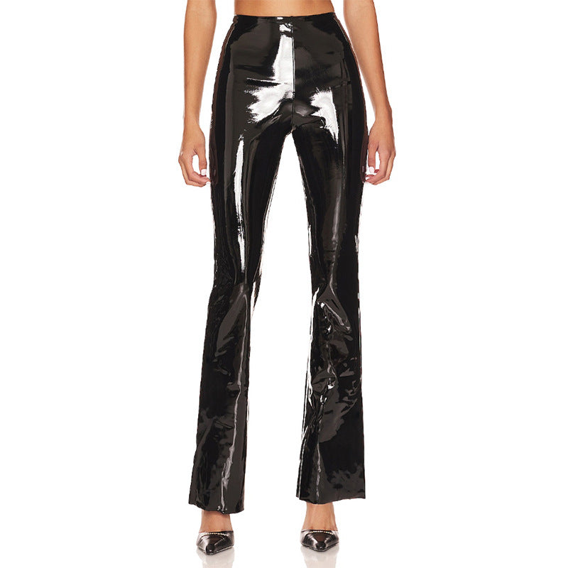 Women High Gloss Flared Leggings made of elastic material