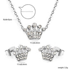 Women’s jewelry set with crown pendants and elegant stud earrings