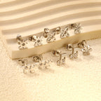 Women's stud earrings set made of hypoallergenic stainless steel with sparkling zirconia