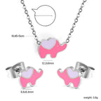 Women's jewelry set with cute elephant pendant and matching earrings