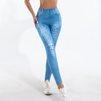 Women's leggings with playful cut-out details and decorative ribbons