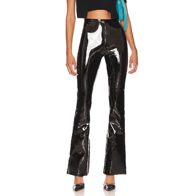 Women High Gloss Flared Leggings made of elastic material