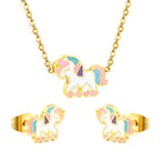 Ladies jewelry set with cute unicorn pendants made of high-quality stainless steel