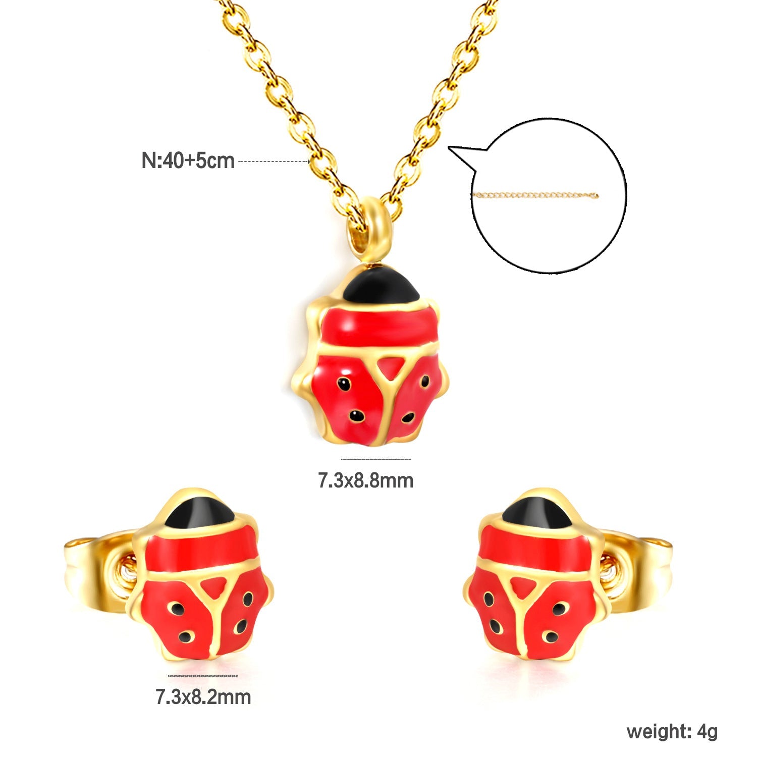 Ladies jewelry set with turtle pendant and matching earrings