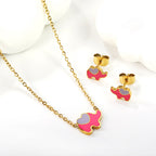 Women's jewelry set with cute elephant pendant and matching earrings