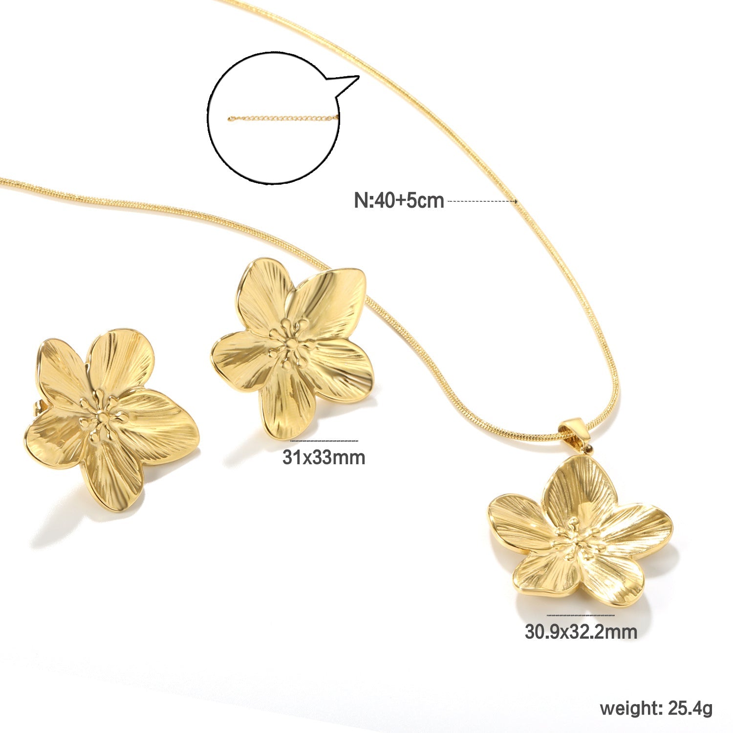 Women's jewelry set with flower-shaped pendants