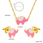 Women's jewelry set with cute elephant pendant and matching earrings