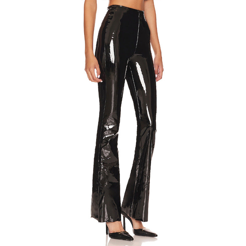 Women High Gloss Flared Leggings made of elastic material